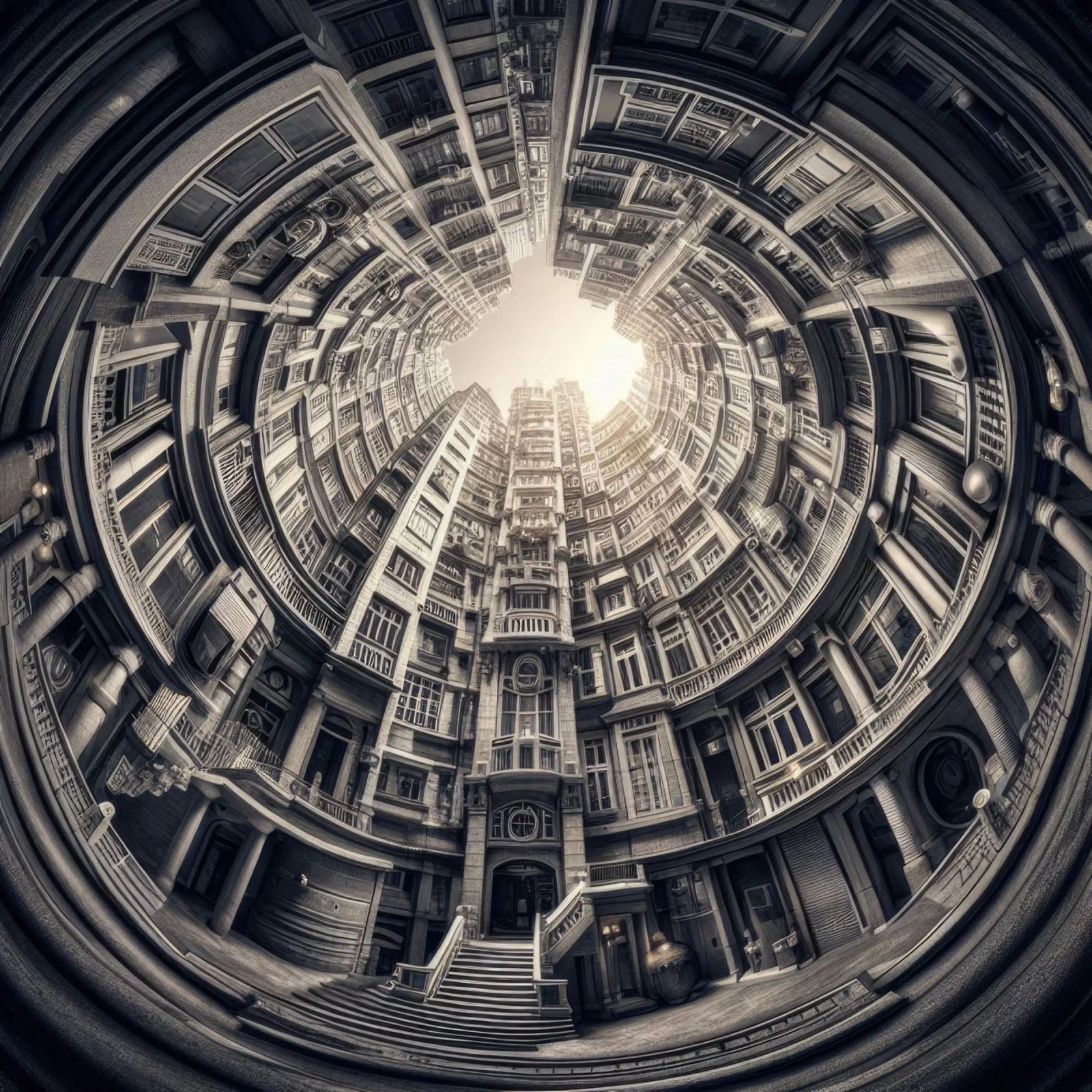 Sphere 062 - Surreal Monochrome Circular Architecture poster da Spheres