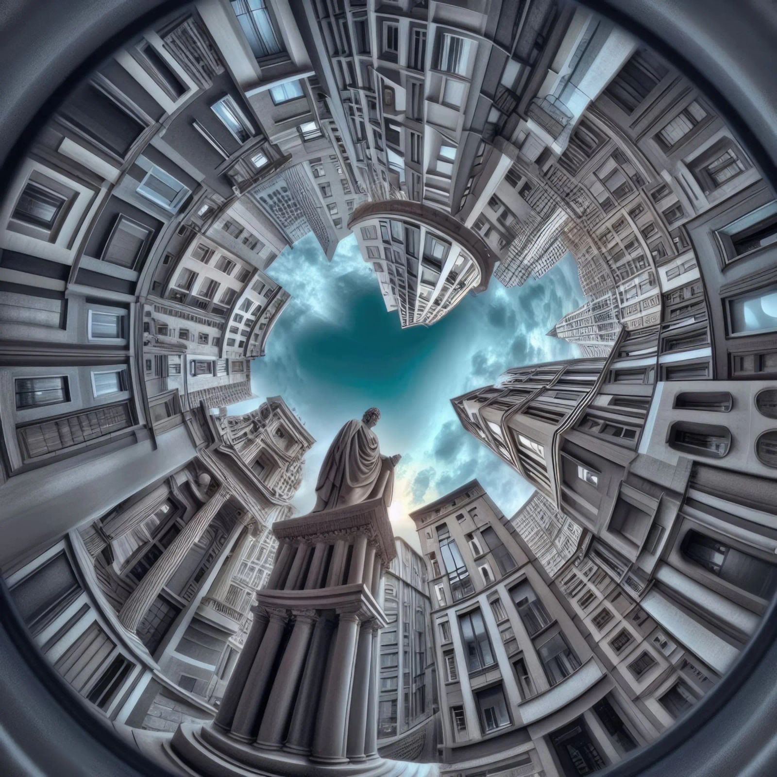 Sphere 063 - Surreal Circular Architecture With Statue poster by Spheres