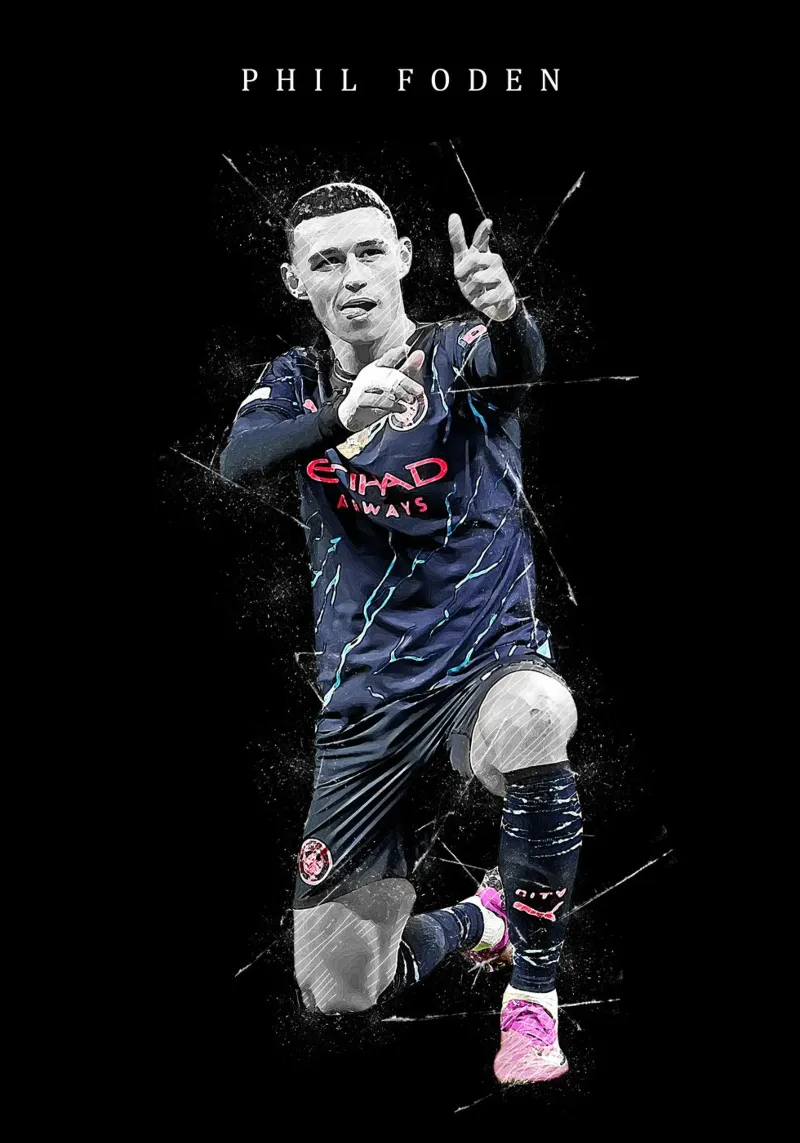 Phil Foden poster met kunststof frame van tenten
