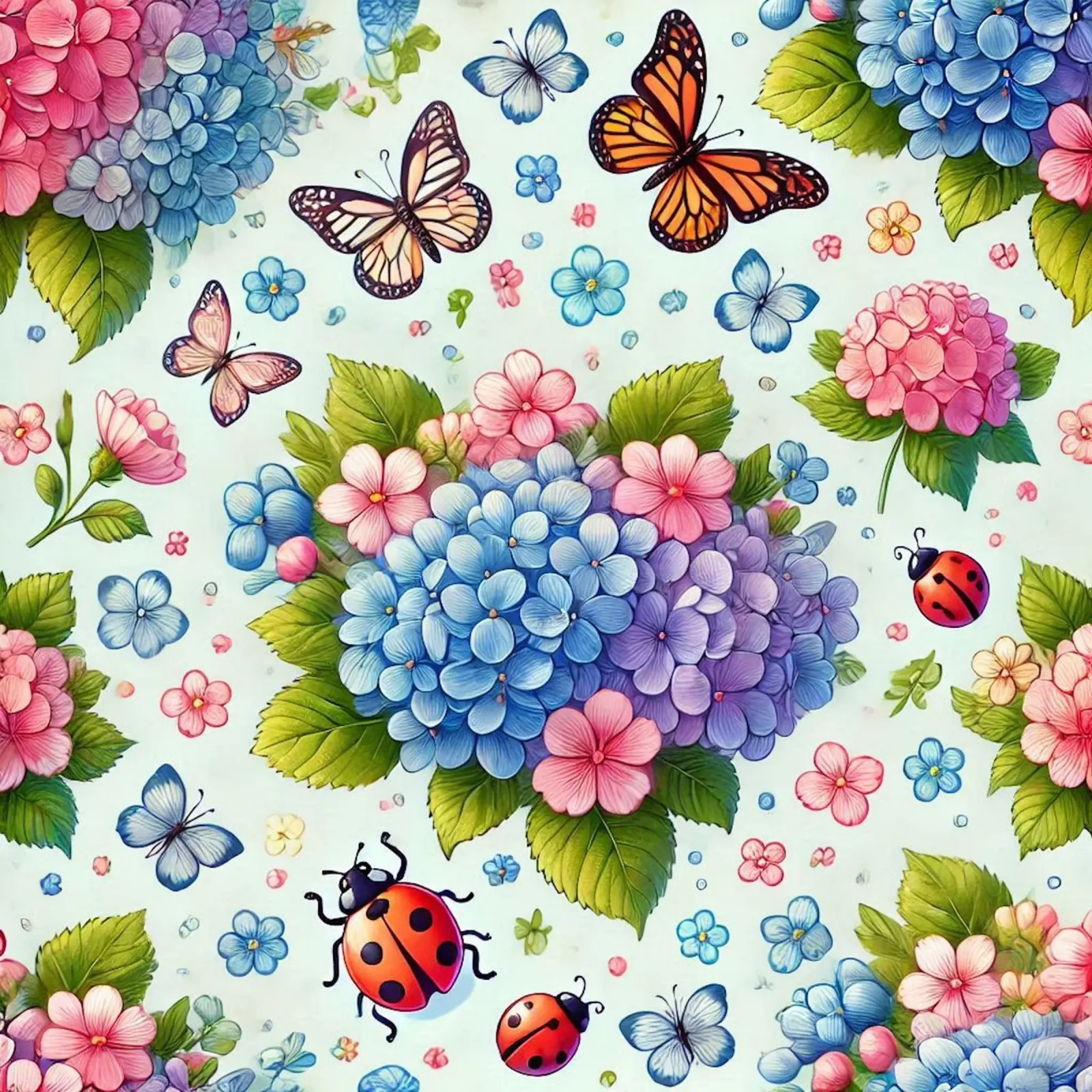 Armonia di ortensie poster con telaio in legno da Organic Aesthetics