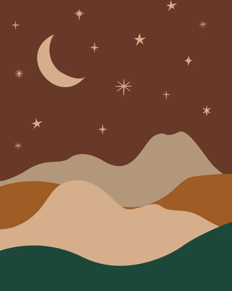 Paesaggio notturno Boho carta hahnemühle da IamHomeStudio