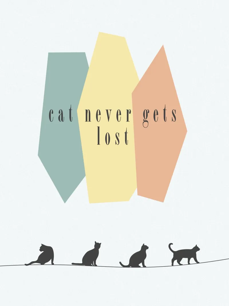 cat never gets lost poster con telaio in plastica da natural neutral