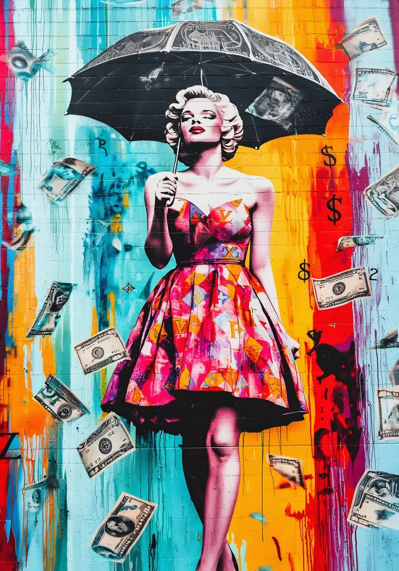 Marilyn Monroe Rain Money pellicola backlit da FreeArtStudio