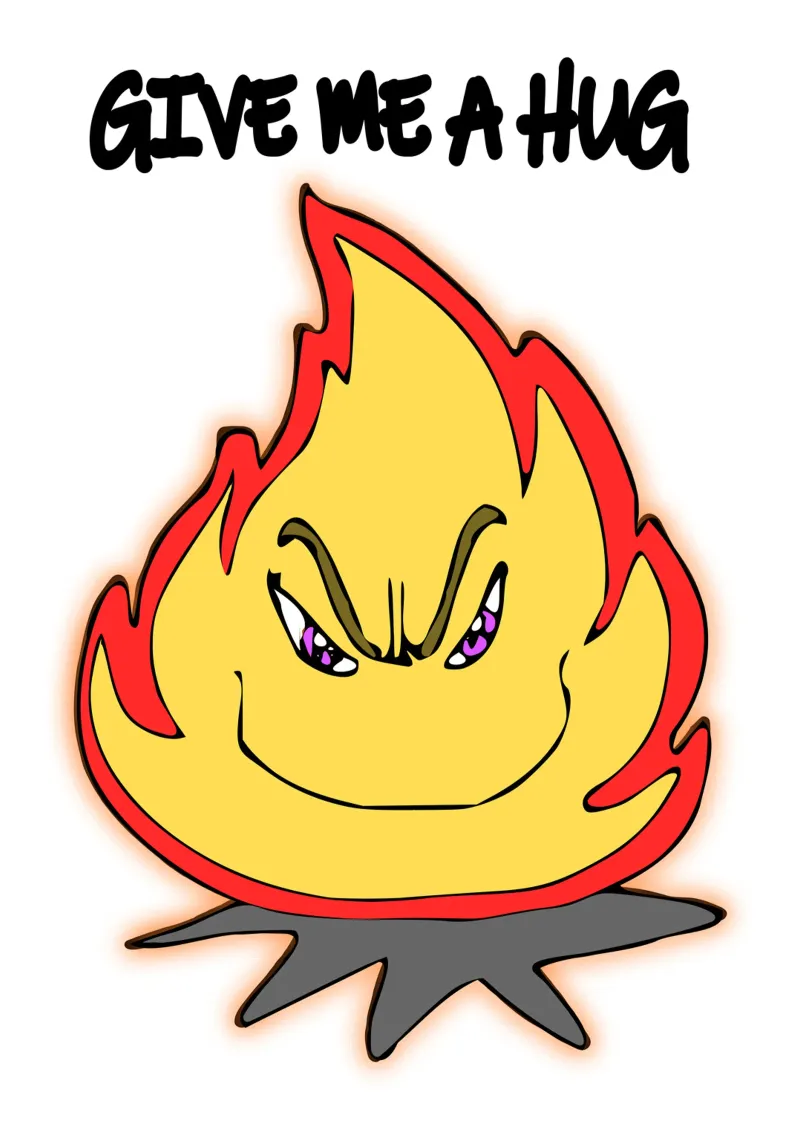 Cartone animato divertente Fuoco abbracciami carta hahnemühle da sillyindustries