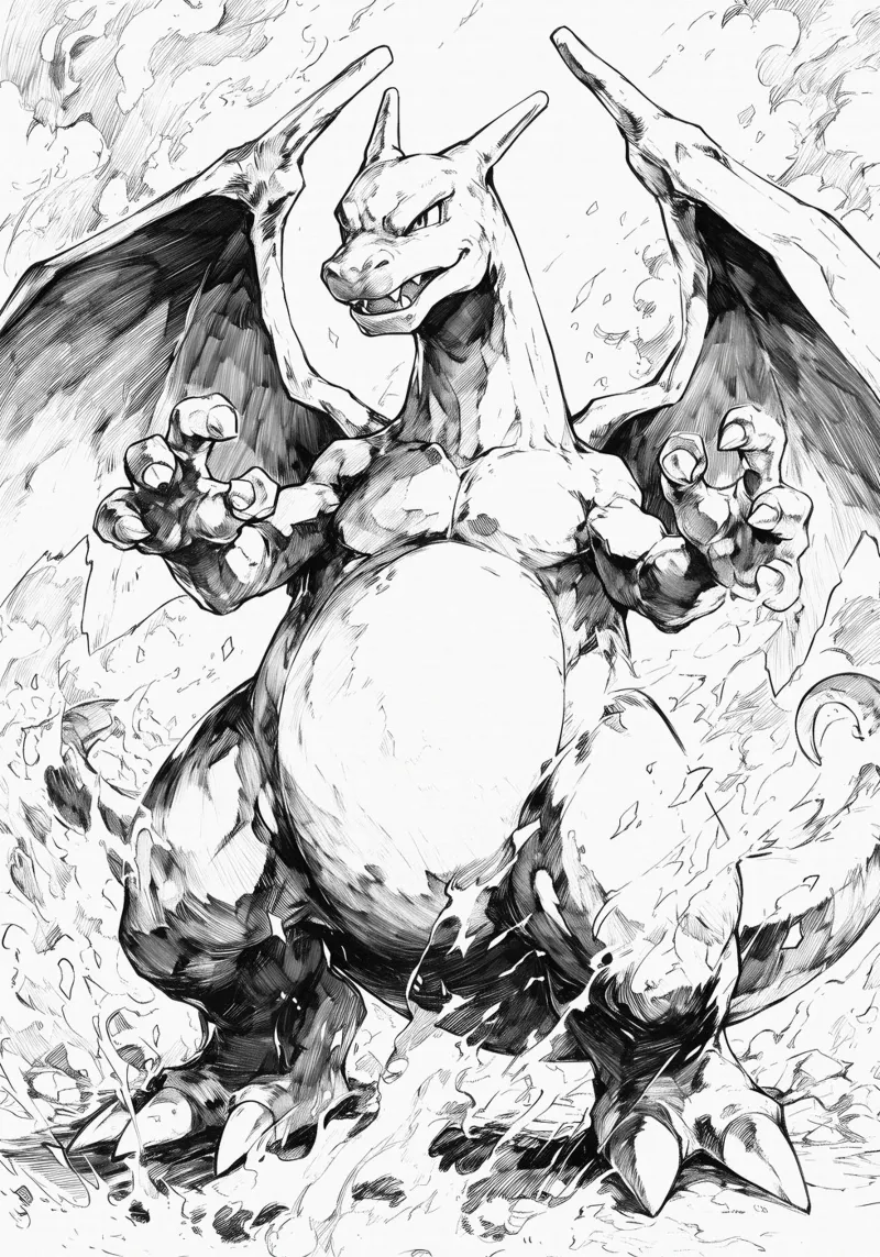Charizard black and white pellicola backlit da CreativeStudio