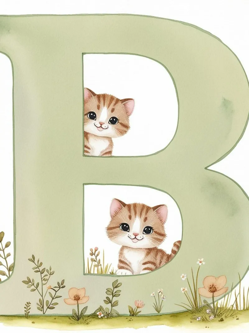 Gatto carino lettera B poster con telaio in alluminio da Kids zone