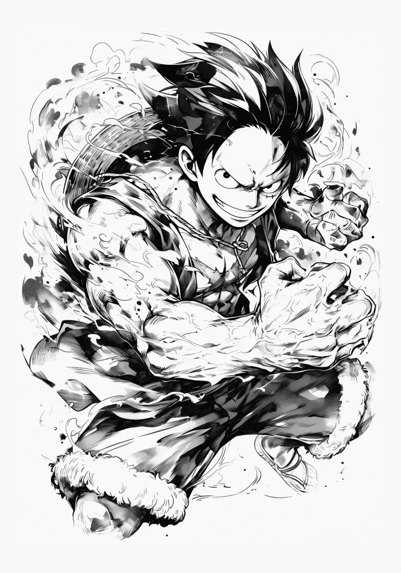 LUffy Gear 5 black and white carta hahnemühle da CreativeStudio
