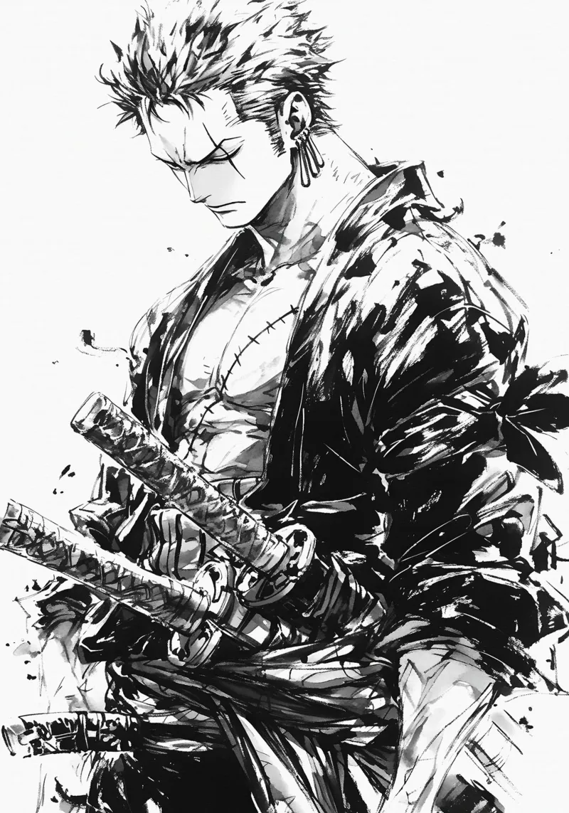 Zoro black and white poster con telaio in plastica da CreativeStudio