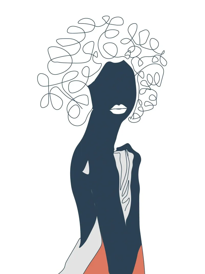 Donna africana linea minimal pellicola backlit da Urban Art Draw