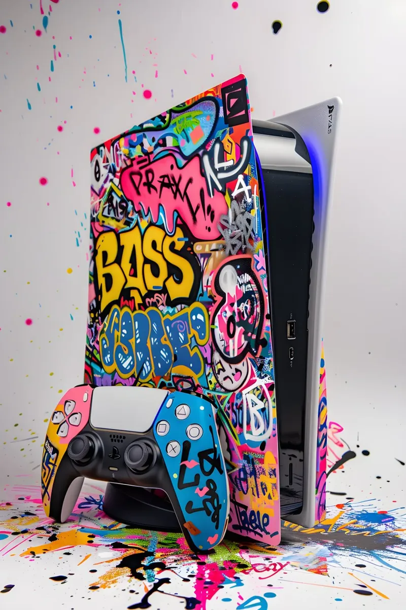 Pop art Playstation 5 console pellicola backlit da FreeArtStudio
