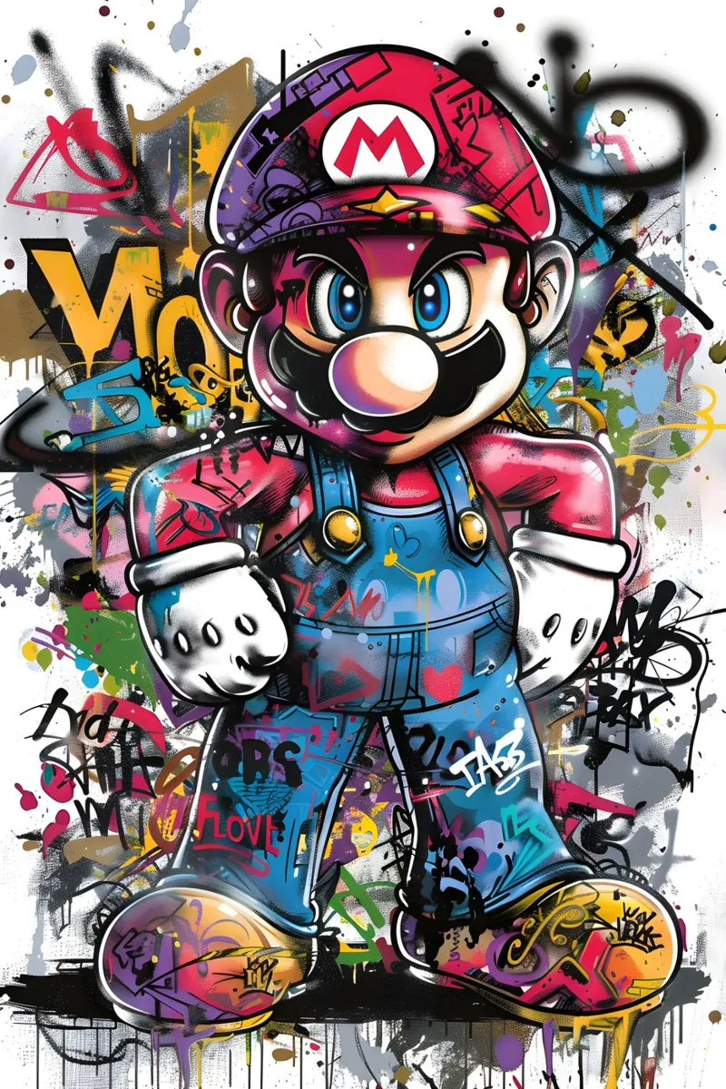 Pop art Mario Graffiti pellicola backlit da FreeArtStudio