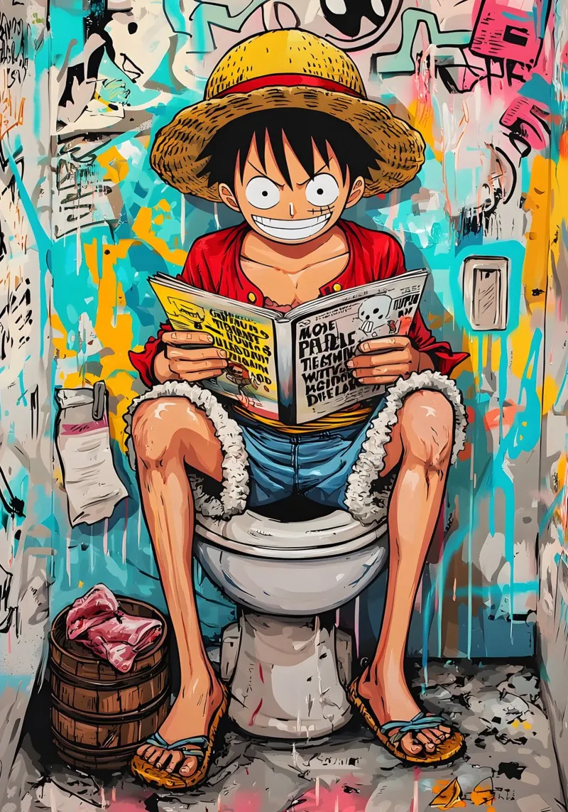 Funny Luffy One Piece Toilet pellicola backlit da FreeArtStudio