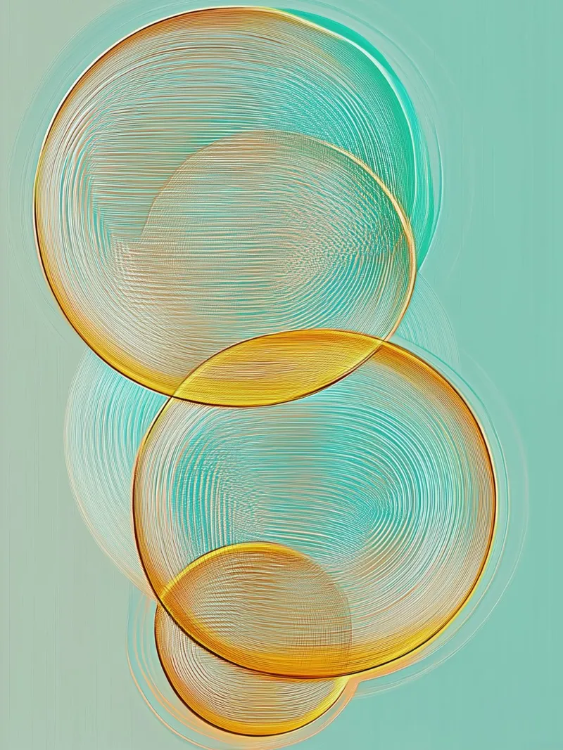 Abstracte cirkels poster met houten frame van Imagine