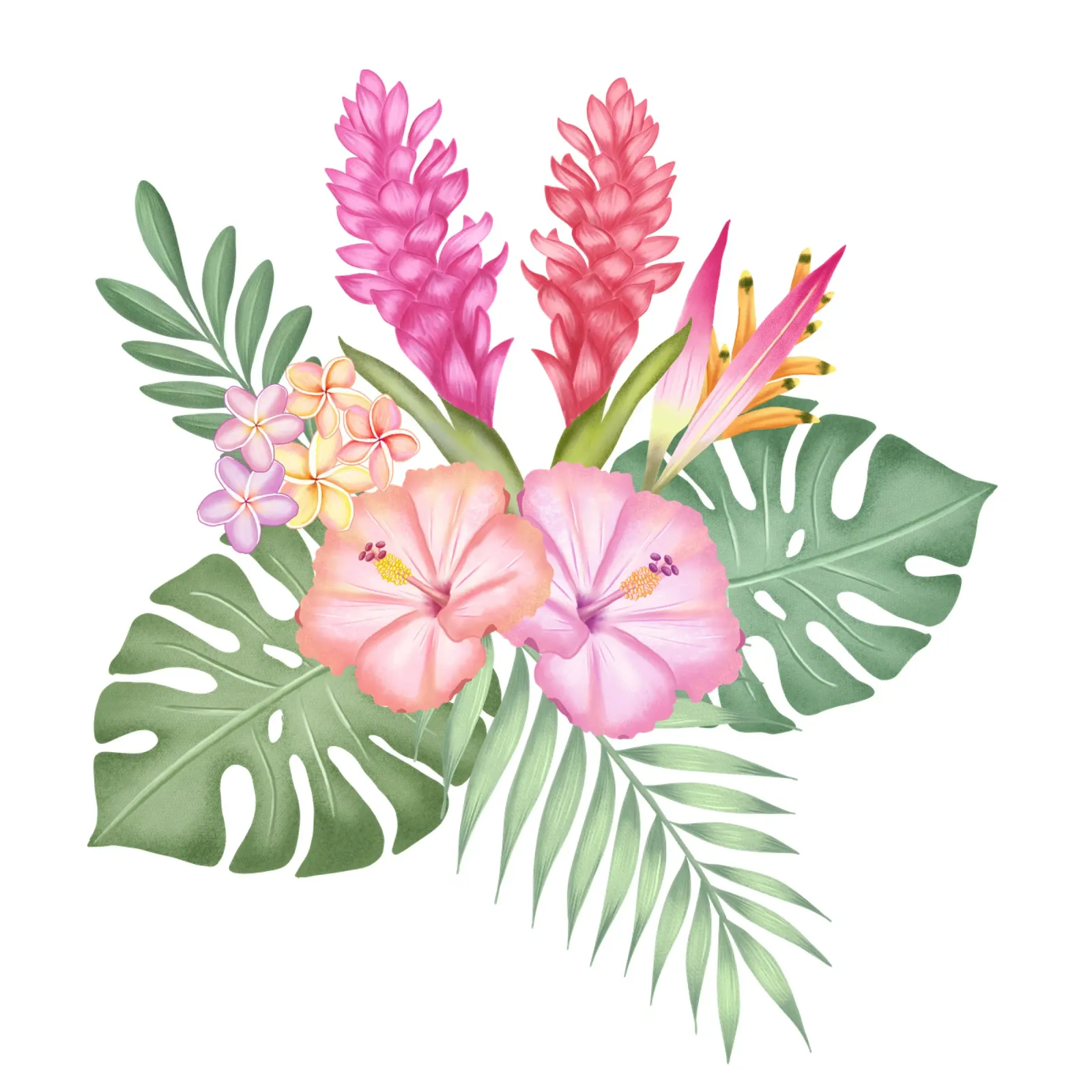 Tropical pattern with flowers poster with wooden frame by CalliLetters