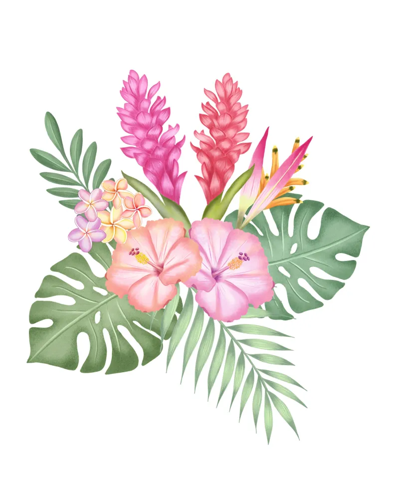 Sogno tropicale con fiori esotici. pellicola backlit da CalliLetters