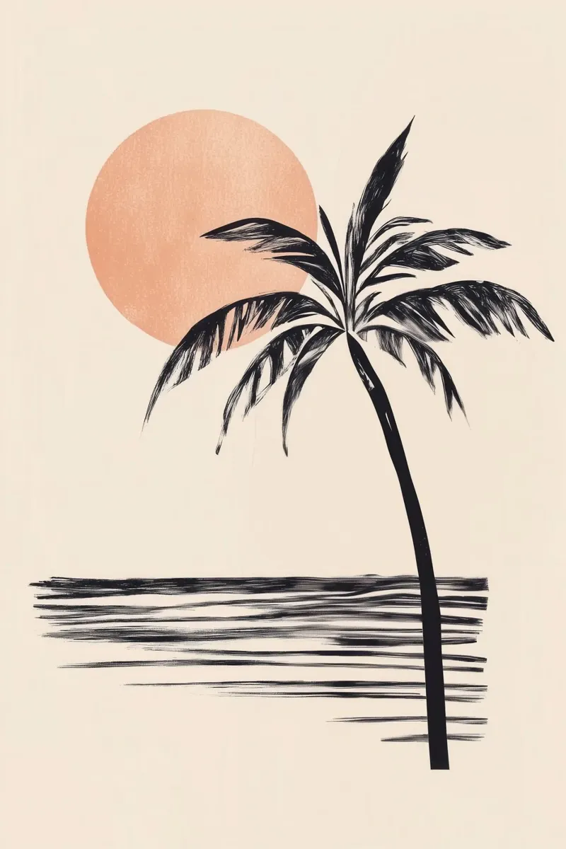 Tramonto con palme carta hahnemühle da Melloi Art Print
