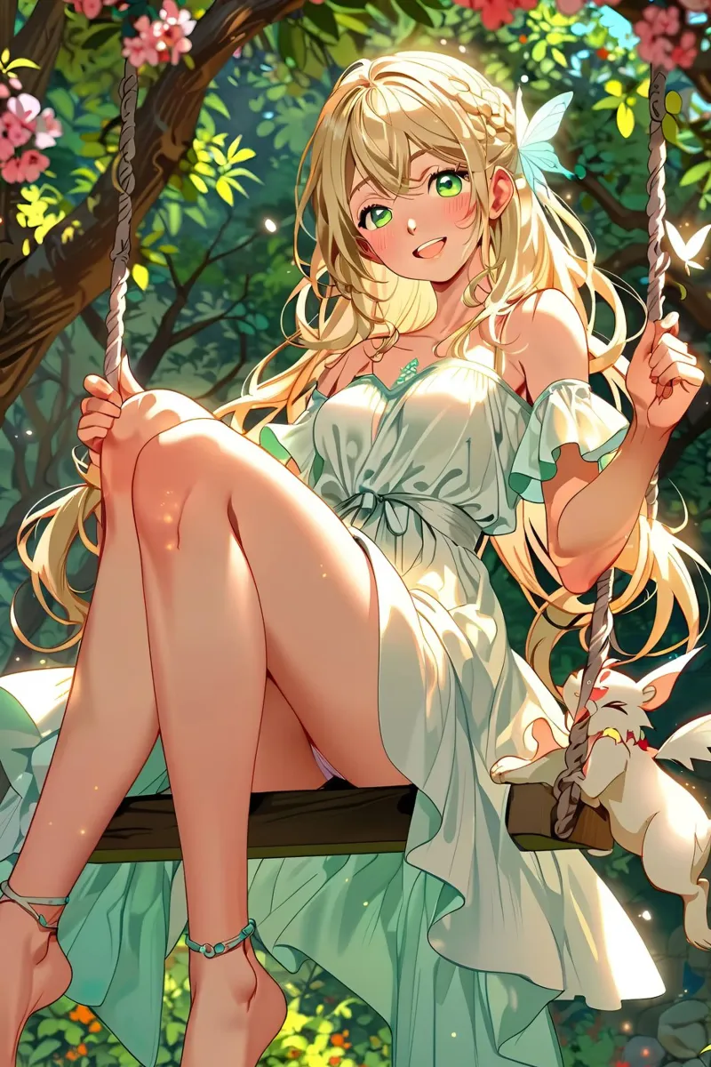 Ragazza Anime sull'altalena pellicola backlit da 🎁 ARTVI-SHOP
