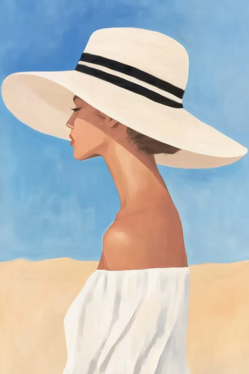 Donna con cappello a tesa larga pellicola backlit da Melloi Art Print