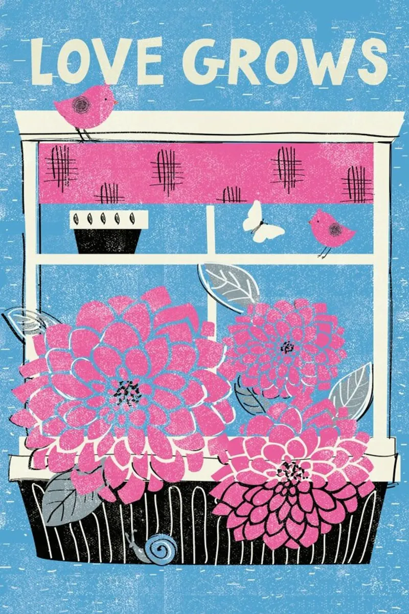 Love Grows poster con telaio in alluminio da Rocket68