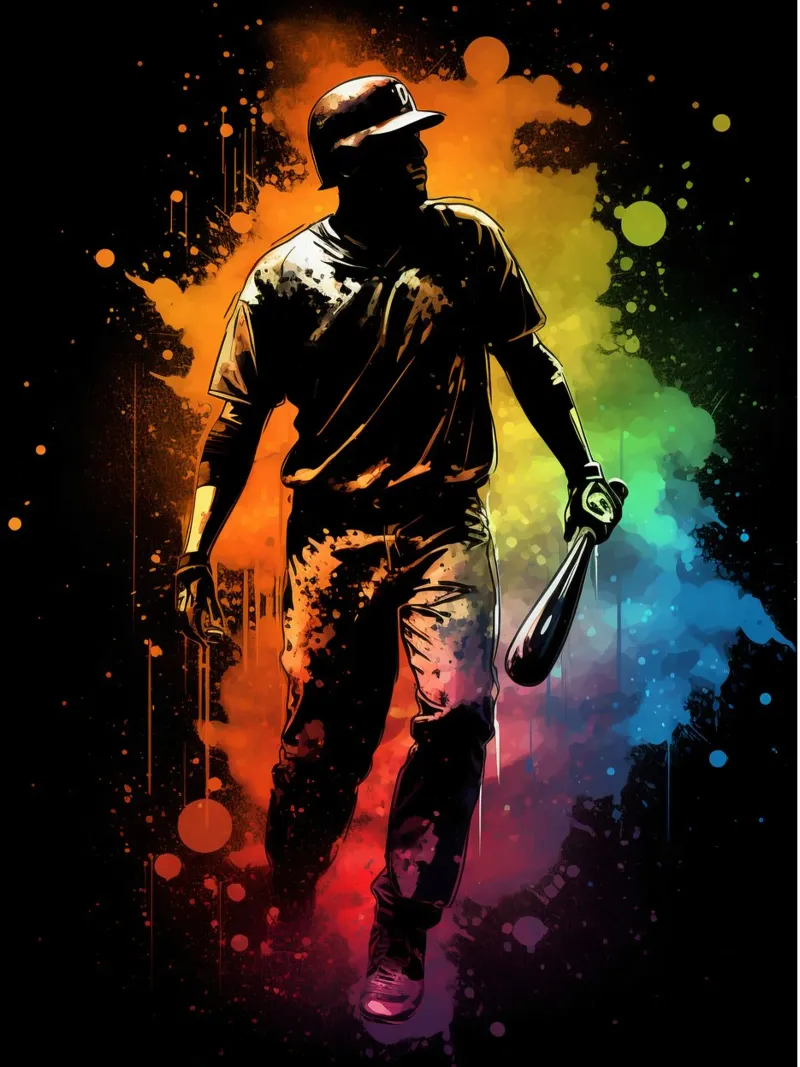 Baseball Colorful 2 poster con telaio in alluminio da Mateo