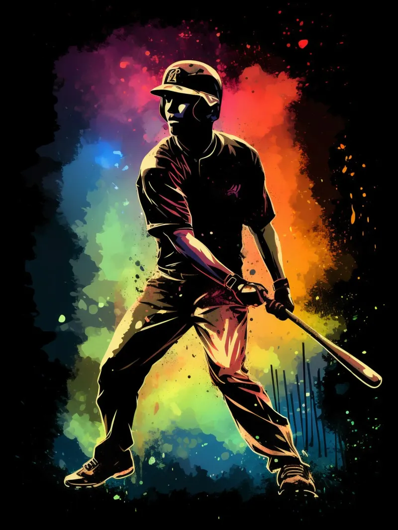 Baseball Colorful 3 canvas by Mateo