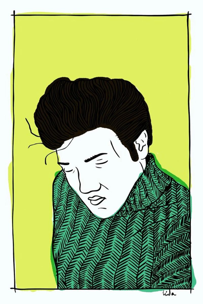 Elvis Yellow poster by Linda van Bruggen