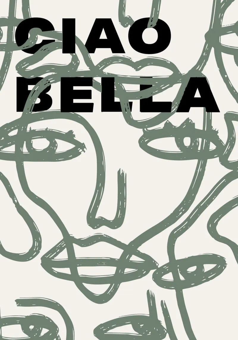 Ciao Bella - Faces Turn Green Poster mit Holzrahmen von ni-ja artboutique