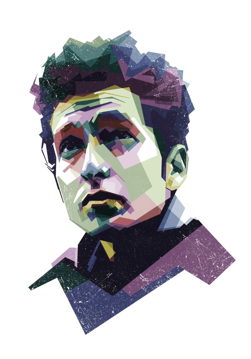 Bob Dylan Pop Art WPAP pellicola backlit da Alkahfsmart