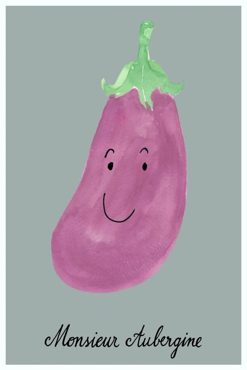 Monsieur Aubergine poster con telaio in plastica da Kera Till
