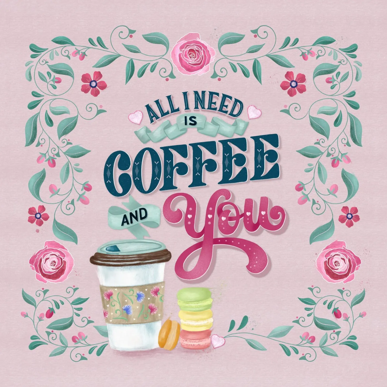All I Need Is Coffee and You. Lustiger Kaffeespruch. pellicola backlit da CalliLetters