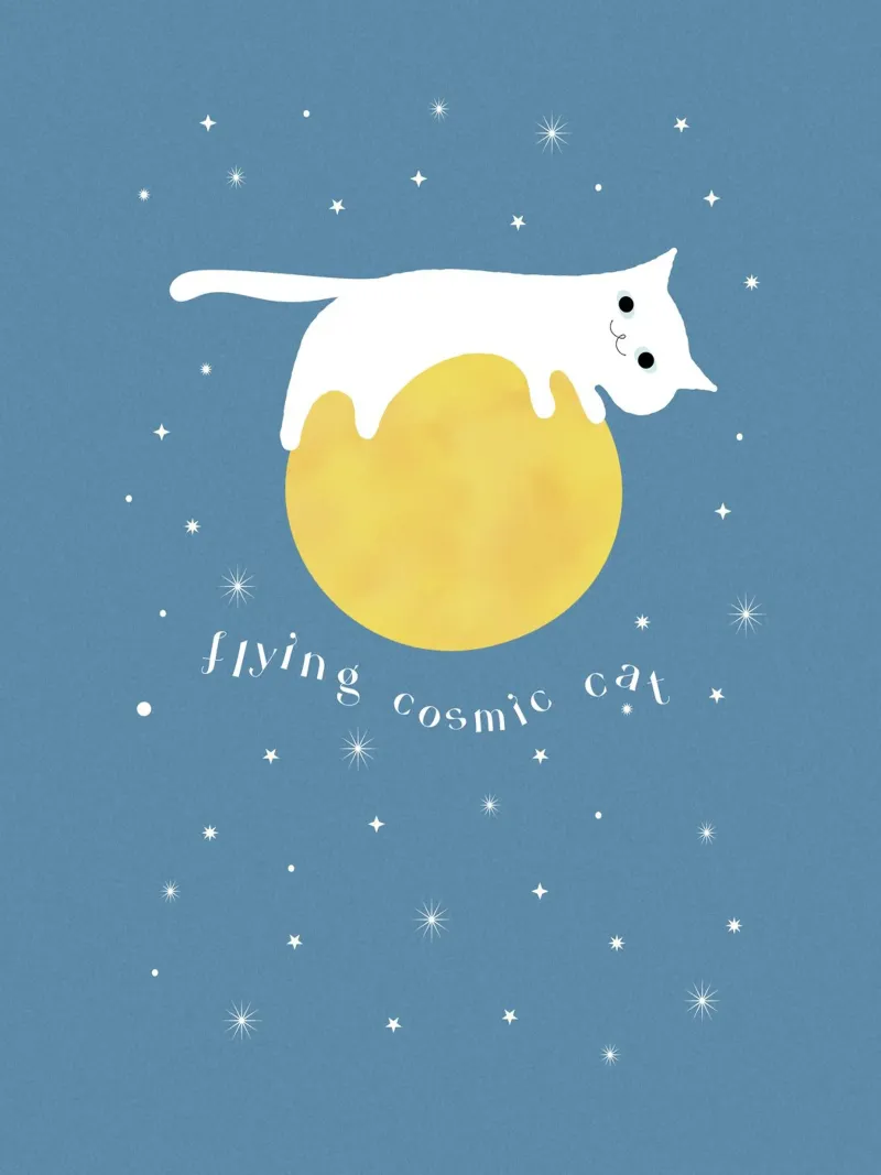 Flying cosmic cat pellicola backlit da natural neutral