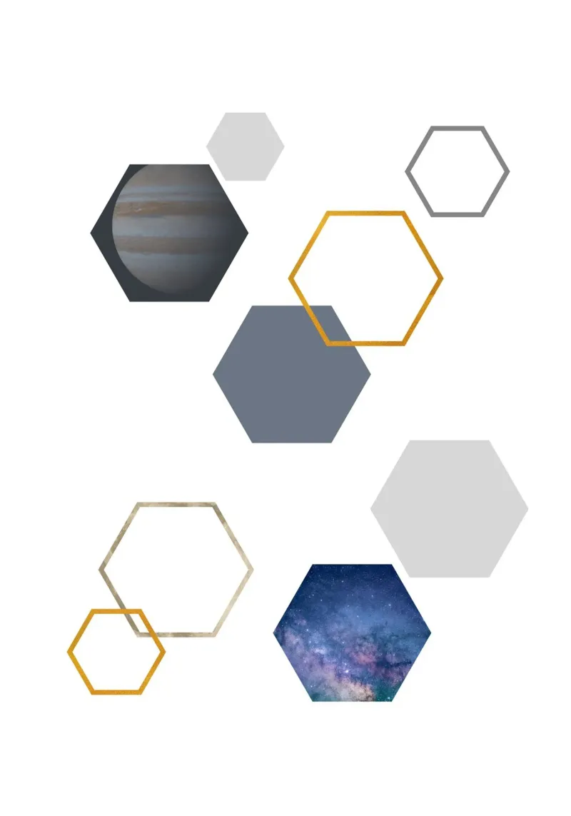 Hexagonal shapes and planet metacrilato de LisaArtes