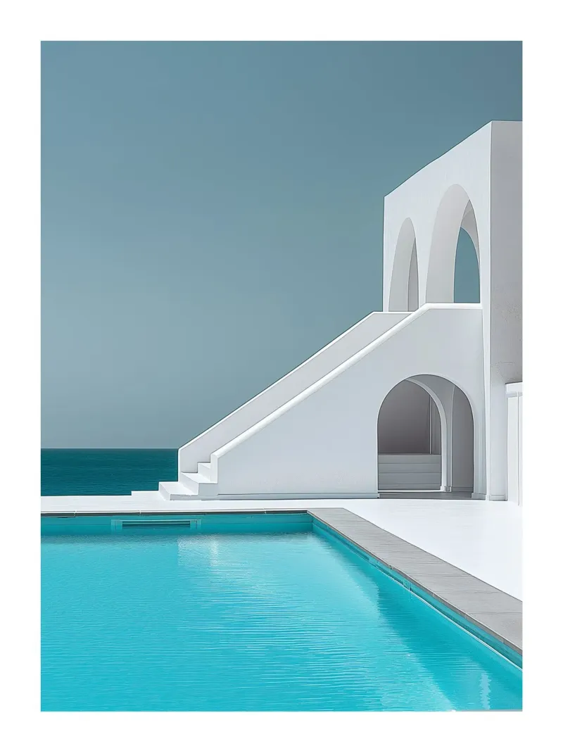 Modern Architecture with Turquoise Pool hahnemühle by DWA