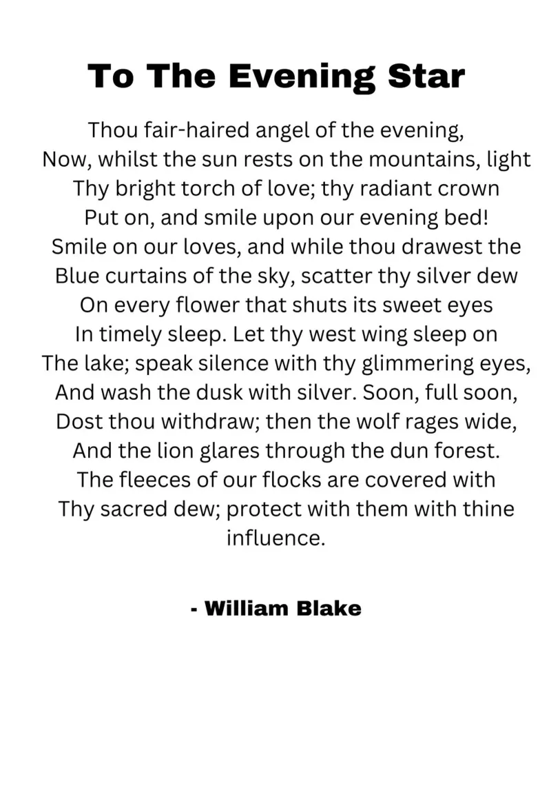 To The Evening Star Poem by William Blake alu-dibond by Classic Poems