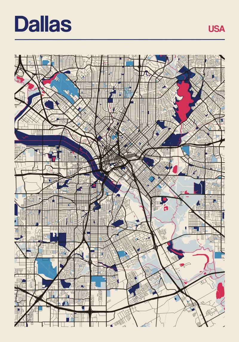 Dallas Horizon poster with plastic frame by MOOODZART