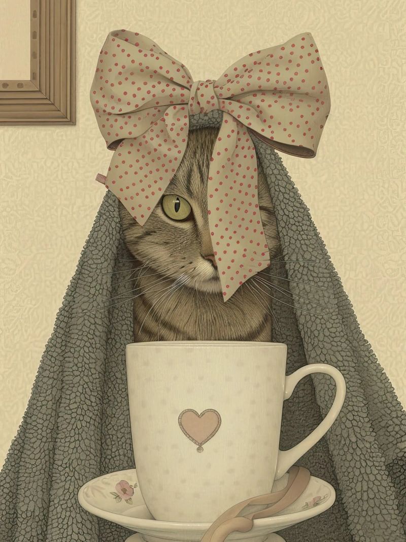 Miao mattutino con una tazza d'amore poster da Rustic Grace Studio 02