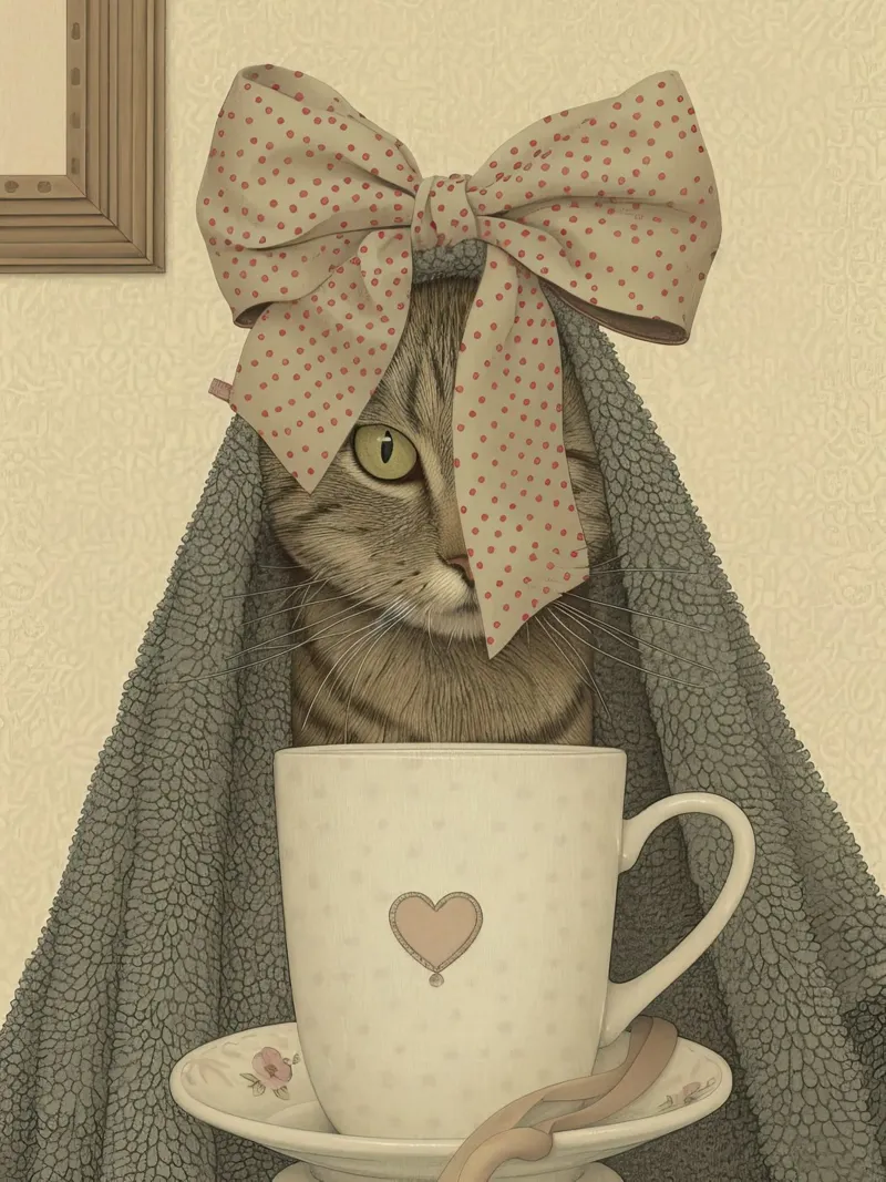 Miao mattutino con una tazza d'amore alluminio dibond da Rustic Grace Studio 02