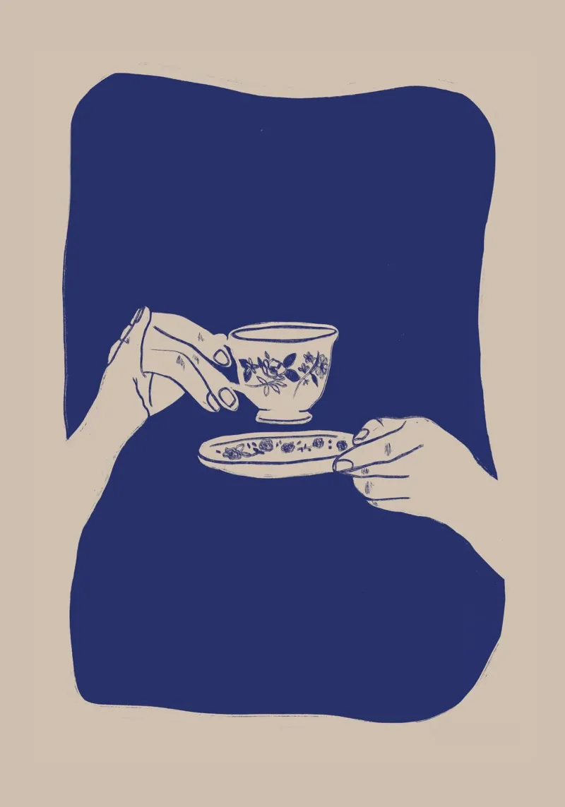 A Cup Of Tea poster with wooden frame by ni-ja artboutique