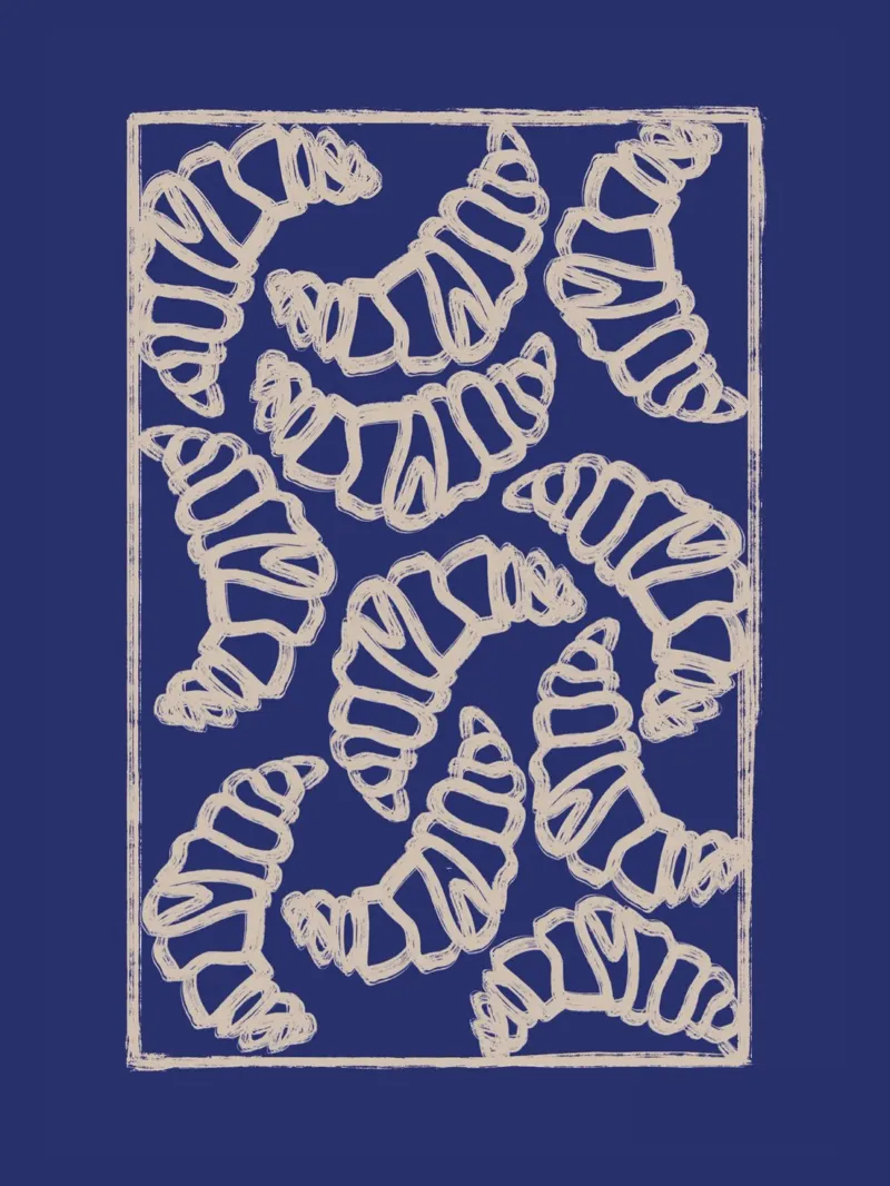 Love Croissants poster with plastic frame by ni-ja artboutique