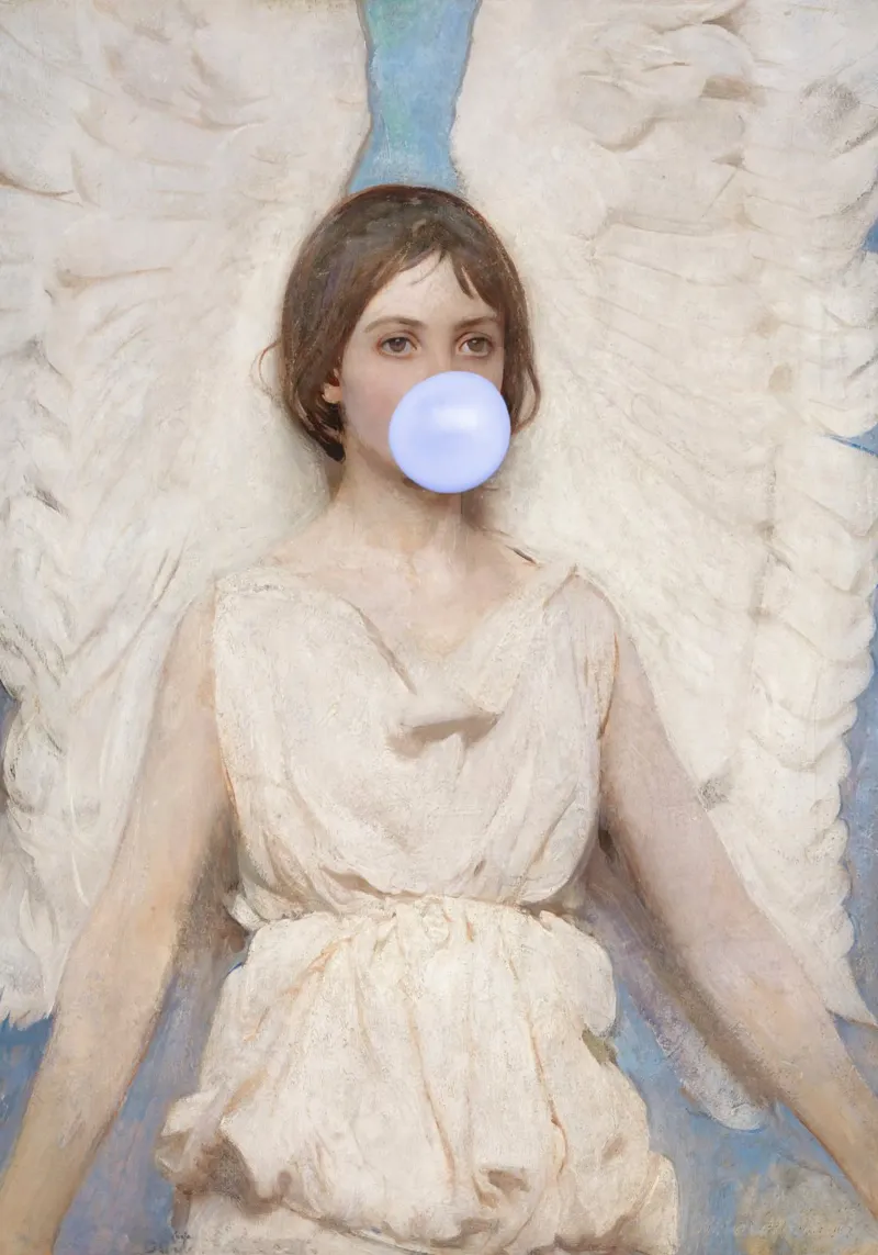 Angel with bubble-gum pellicola backlit da GraceDigitalArtCo