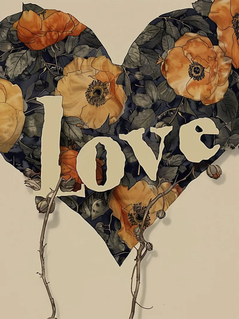 Cuore d'amore floreale carta hahnemühle da Rustic Grace Studio 02