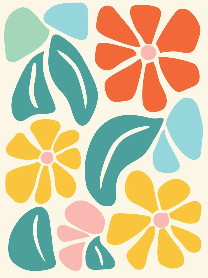 Retro floral pattern - Colourful modern decoration canvas by Whole©