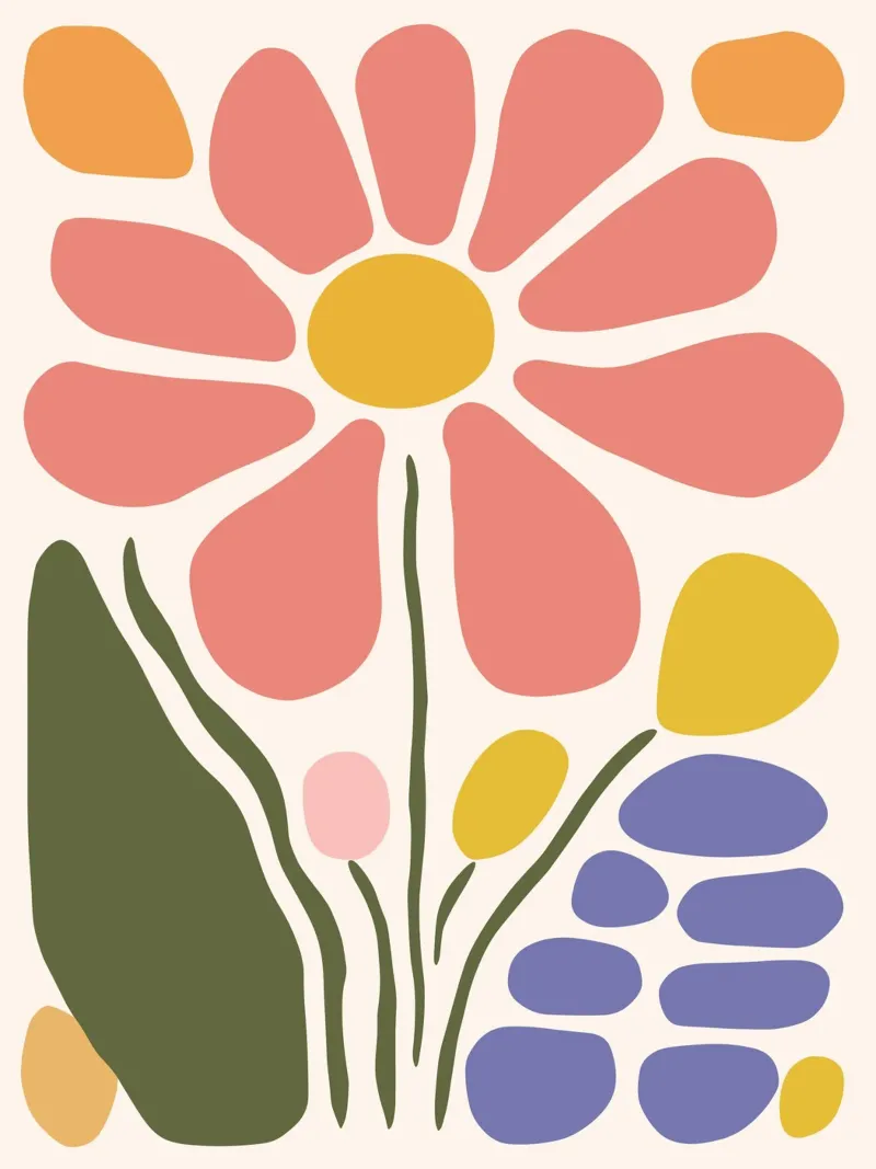 Abstract floral design - Minimalist retro art hahnemühle by Whole©