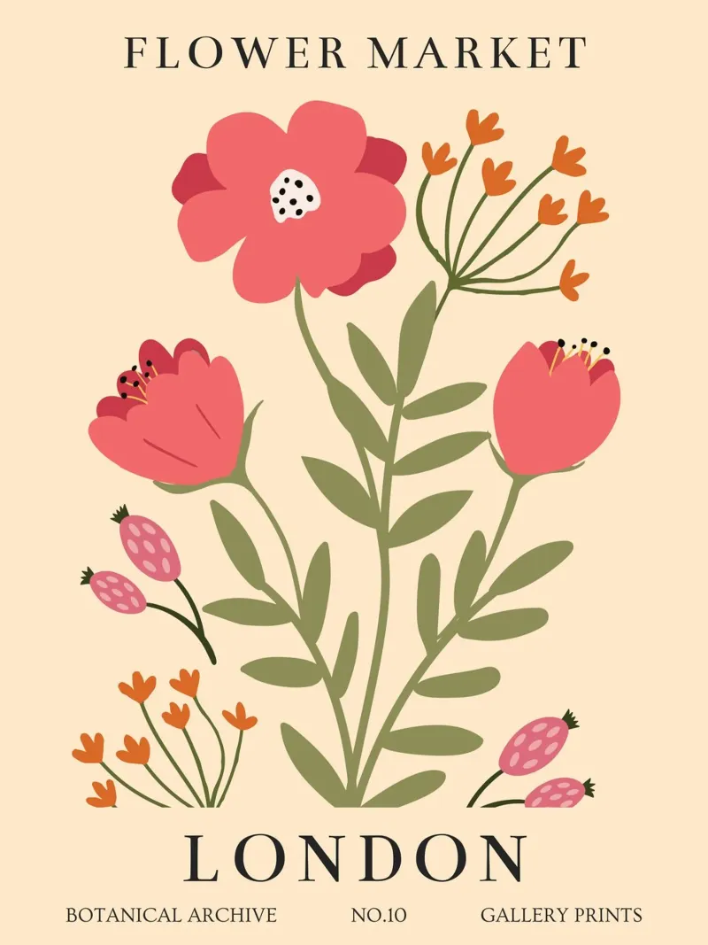Poster floreale botanico - Design floreale vintage pellicola backlit da Whole©