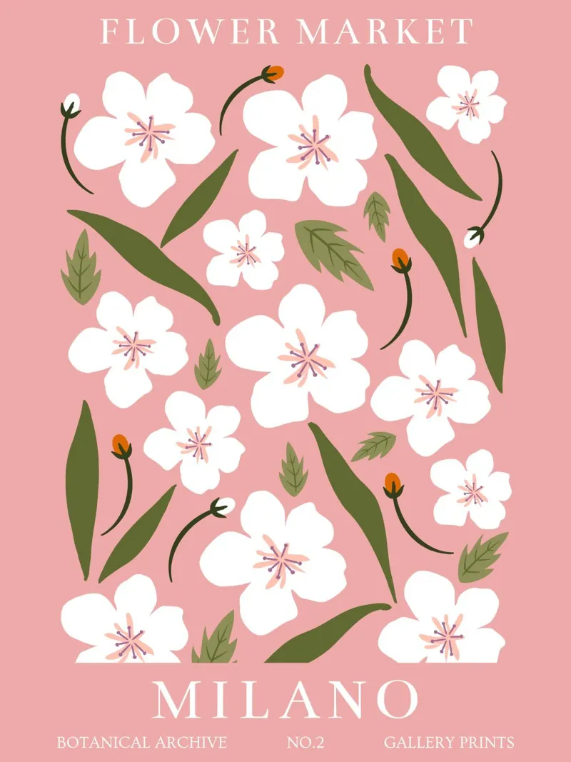 Gevoelige bloemenposters - Botanische vintage kunst canvas met Baklijst van Whole©