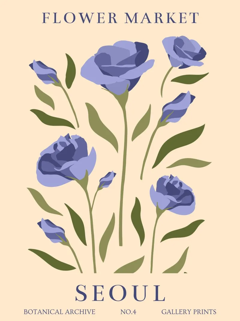 Rose blu - Elegante disegno botanico carta hahnemühle da Whole©