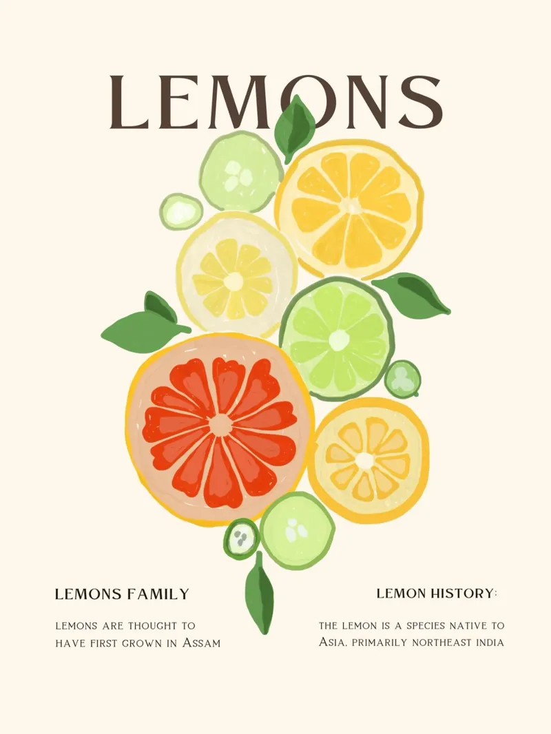Arte della frutta vintage al limone poster da Whole©