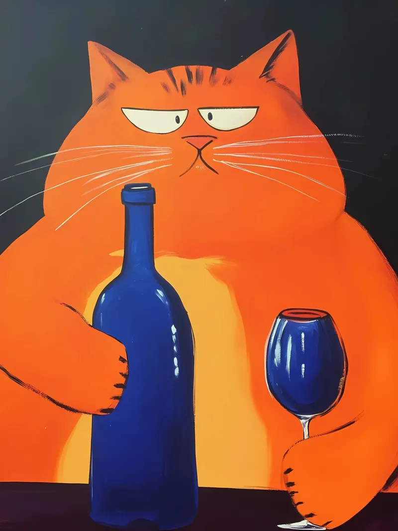 Gatto rosso con vino pellicola backlit da IamHomeStudio