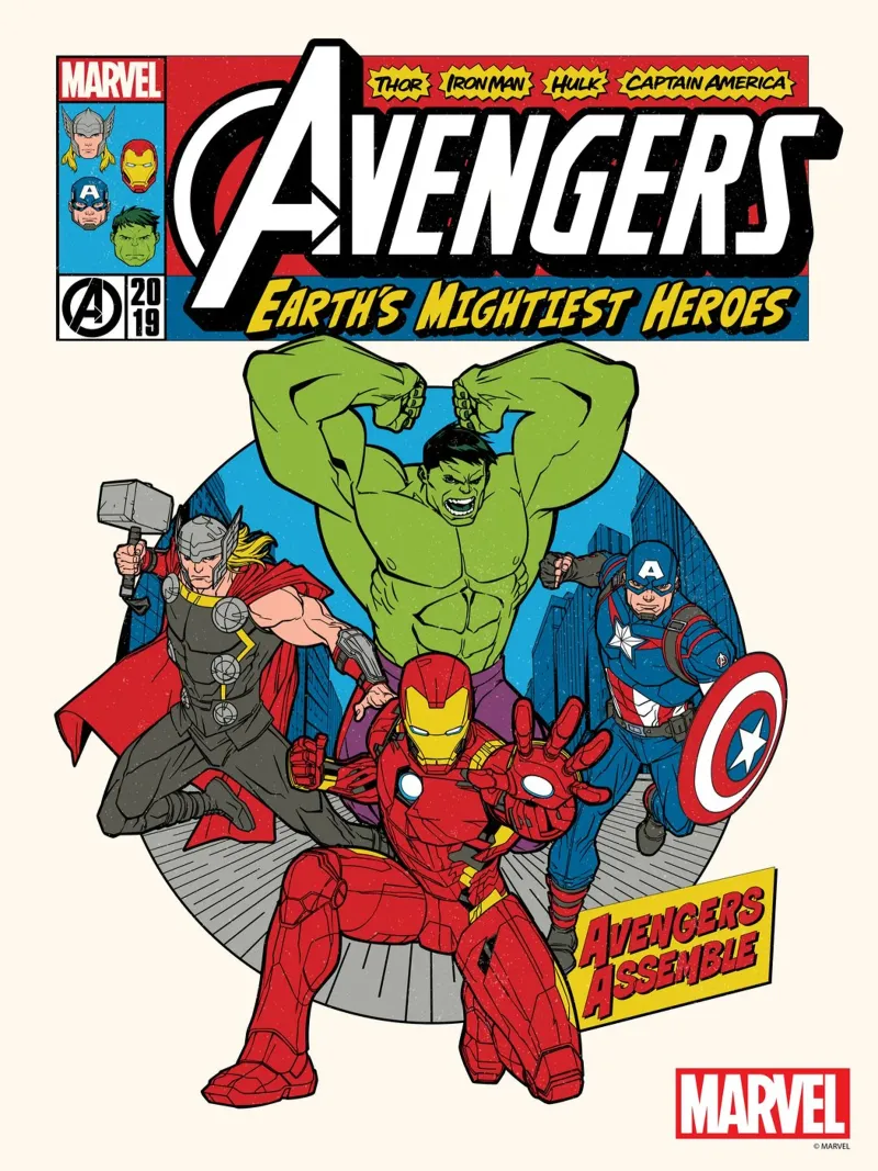 The Avengers essemble tela con Cornice a cassetta da MARVEL Designs by JUNIQE
