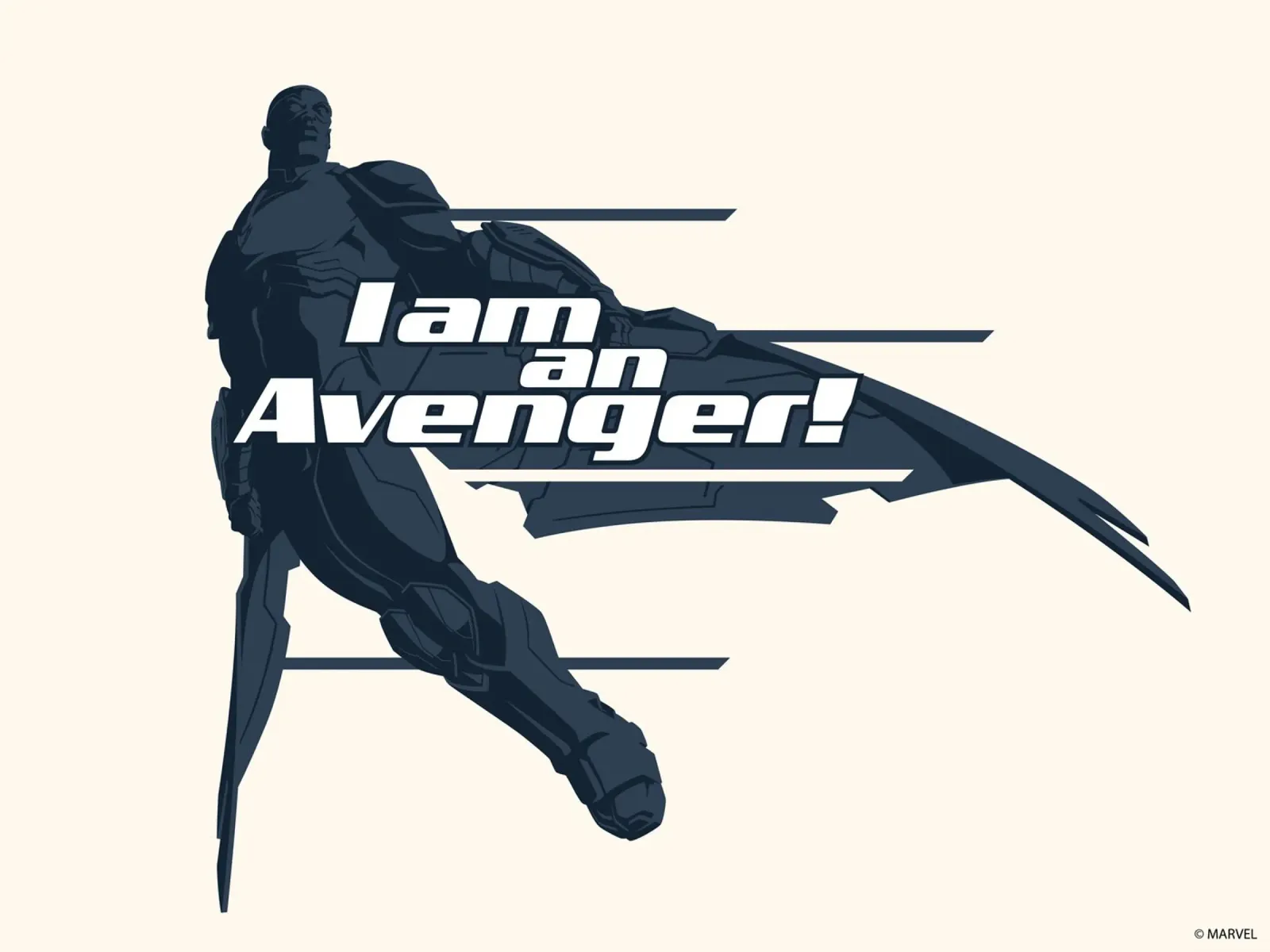 Falcon - I am an Avenger! alluminio dibond da MARVEL Designs by JUNIQE